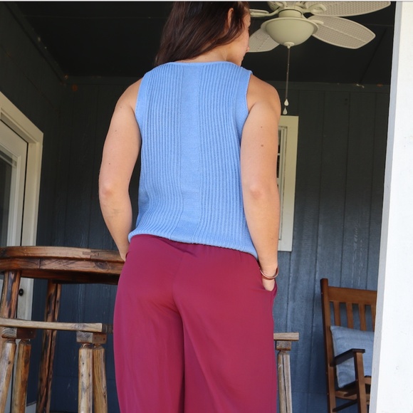 NWT SMALL Blue Sweater Tank,Ribbed Sweater Shell, Knit Tank Top Cotton Cashmere - Picture 4 of 6